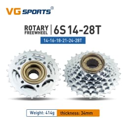 VG Sports Bike Sprocket 5/6/7/8/9/10/11 Speed Thread Freewheel 14-28T 13-28/32T 11-32/36T Cogs Compatible with rotary Hub