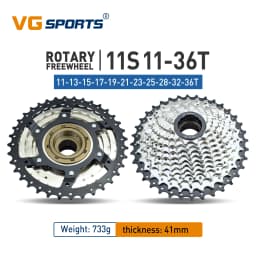 VG Sports Bike Sprocket 5/6/7/8/9/10/11 Speed Thread Freewheel 14-28T 13-28/32T 11-32/36T Cogs Compatible with rotary Hub