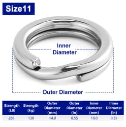 FishTrip Fishing Split Rings 30~200Pack Stainless Steel Heavy Duty Saltwater Lure Hook Fishing Connector Terminal Tackle