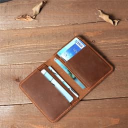 100% Genuine Leather Credit Card Holder Wallet Male Slim Wallet Small Bank ID Card Holders Men Retro Crazy Horse Leather Wallet