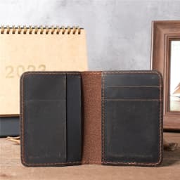 100% Genuine Leather Credit Card Holder Wallet Male Slim Wallet Small Bank ID Card Holders Men Retro Crazy Horse Leather Wallet
