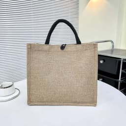 Letter Print Linen Tote Bag Casual Reusable Large Capacity Lunch Bag Top Handle Shopping Bag