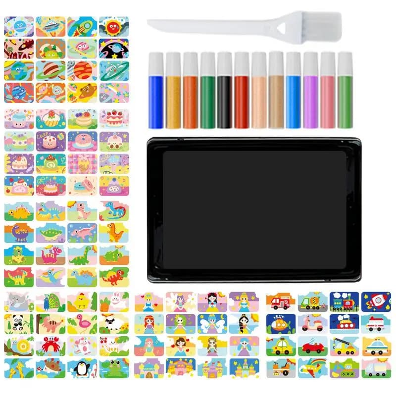 Sand Painting For Kids Colored Sand Painting Kits For Kids 12 Colors Of Sand 16 Peel & Sprinkle Pictures 1 Tray1 Brush Art Tool