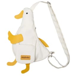 Beige and White New Cute Duck Shape Canvas Bag Student Chest Bag Shoulder Bag Trend Funny Cartoon Crossbody Bag 1 Outfit