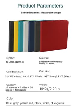 12Pockets PU Football Baseball Card Binder Trading Card Holder with Sleeves Cards Collectors Album Hold 480 Cards