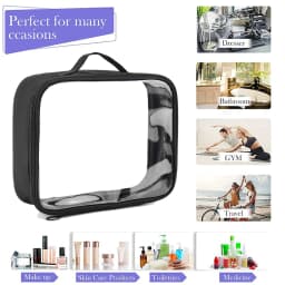 Clear Makeup Bag with Zippers Transparent Makeup Organizer Cosmetic Makeup Bags for Vacation Business Trip Airport Toiletry Bag