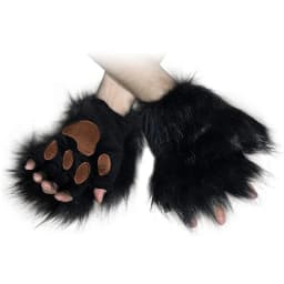 Wolf Paw Gloves Faux Fur Cat Fingerless Mittens Winter Warm Cosplay Halloween Fancy Party Costume Accessories