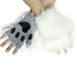 Wolf Paw Gloves Faux Fur Cat Fingerless Mittens Winter Warm Cosplay Halloween Fancy Party Costume Accessories