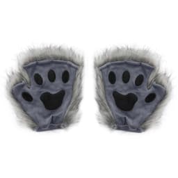 Wolf Paw Gloves Faux Fur Cat Fingerless Mittens Winter Warm Cosplay Halloween Fancy Party Costume Accessories