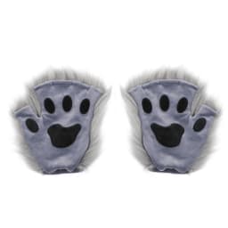 Wolf Paw Gloves Faux Fur Cat Fingerless Mittens Winter Warm Cosplay Halloween Fancy Party Costume Accessories