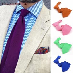 Fashion Men's Solid Colourful Knitted Ties Normal Classic Narrow Slim Neck Tie Woven Plain Cravate Narrow Neckties Gravatas