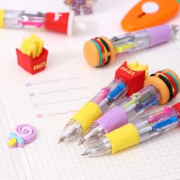 10Pcs/Lot Cute Hamburg French Fries Mini Four Color Ballpoint Pen Cartoon Food Pizza Cola 4 Color Pens School Office Supplies