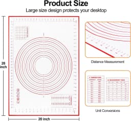 UNTIOR 1PCS Silicone Baking Mat Kneading Pad Dough Mat Pizza Cake Dough Maker Kitchen Cooking Grill Non-Stick Gadgets Bakeware