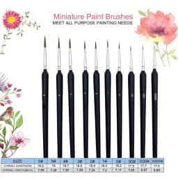10/11pcs Miniature Paint Brushes, Detail Tip Paint Brushes Set With Ergonomic Handle - Suitable For Acrylic Painting, Oil, Wat