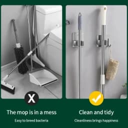 Multi-Purpose Hooks Adhesive Wall Hanging Mop Rack Broom Hanger Hook Kitchen Bathroom Organization Home Organizer Accessories 