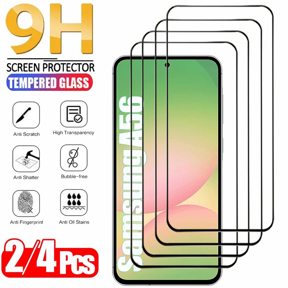2/4PCS Cristal Templado For Samsung Galaxy A56 A55 A54 A53 Tempered Glass For Samsung A18 A17 A27 A37 A57 A36 A26 A16 Screen Protector Samsung S26 S25 S24 Ultra Phone Protective Film