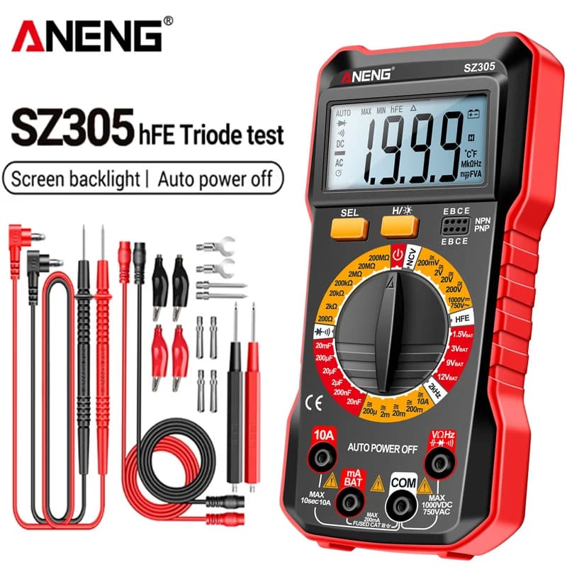 ANENG SZ305 Digital Multimeter Professional AC/DC Voltage Ammeter Capacitor HFE Triode NCV Voltage Induction Electrician Tester