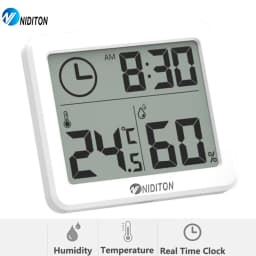 Digital Clock Desk Clock with Temperature Humidity Wall Clocks for Home Kitchen Office Desk Decorations NIDITON