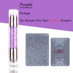 1pc Transparent Silicone Nail Art Stamping Kit French Design For Manicure Plate Stamp Polish Seal Two Side Stamper Scraper Tools