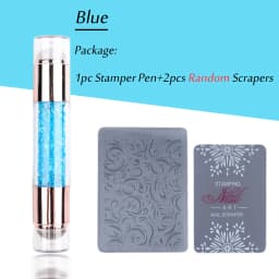 1pc Transparent Silicone Nail Art Stamping Kit French Design For Manicure Plate Stamp Polish Seal Two Side Stamper Scraper Tools