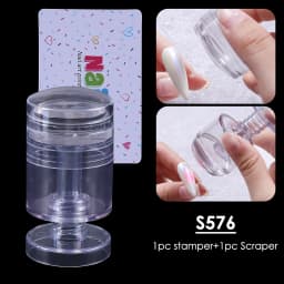 1pc Transparent Silicone Nail Art Stamping Kit French Design For Manicure Plate Stamp Polish Seal Two Side Stamper Scraper Tools