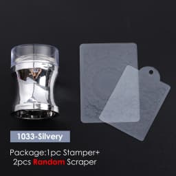 1pc Transparent Silicone Nail Art Stamping Kit French Design For Manicure Plate Stamp Polish Seal Two Side Stamper Scraper Tools