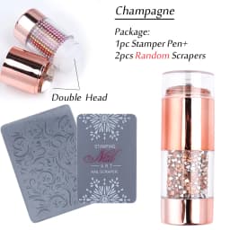 1pc Transparent Silicone Nail Art Stamping Kit French Design For Manicure Plate Stamp Polish Seal Two Side Stamper Scraper Tools