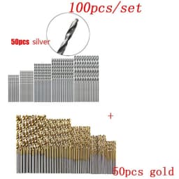 100/50Pcs Titanium Coated Drill Bits HSS High Speed Steel Set Tool Quality Power Tools 1/1.5/2/2.5/3mm