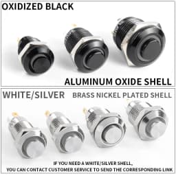 1NO High head Waterproof Metal Push Button Switch LED Light Self-locking/reset 3/6/12/24/220V 8/10/12/16mm Oxidized black
