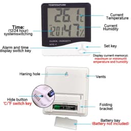 LCD Digital Temperature Humidity Meter HTC-2/HTC-1 Home Indoor Outdoor Hygrometer Thermometer Weather Station with Clock