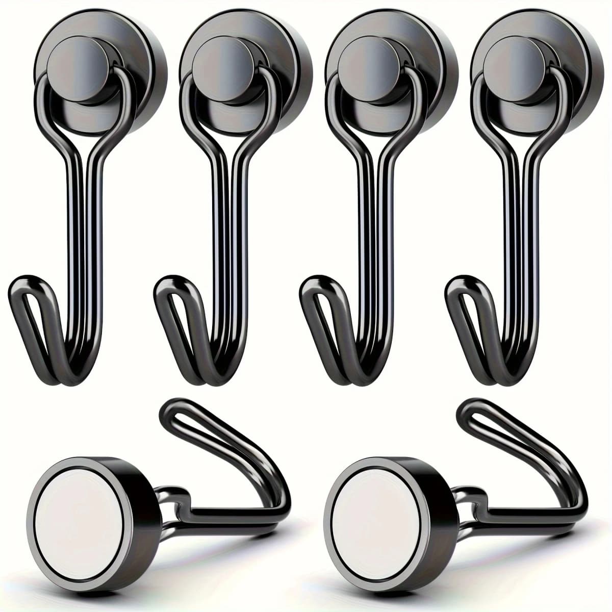 3/6/12/20Pcs Black Magnetic Hooks Cruis Heavy Duty Magnetic Hangers, Extra Strong Magnets with Hook for Hanging, Resistant Base