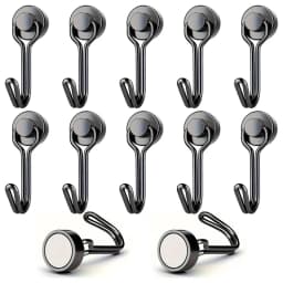 3/6/12/20Pcs Black Magnetic Hooks Cruis Heavy Duty Magnetic Hangers, Extra Strong Magnets with Hook for Hanging, Resistant Base