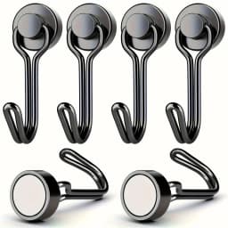 3/6/12/20Pcs Black Magnetic Hooks Cruis Heavy Duty Magnetic Hangers, Extra Strong Magnets with Hook for Hanging, Resistant Base