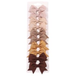 10Pcs/Set Solid Color Kids Bows Hair Clips for Baby Girls Handmade Ribbon Bowknot Hairpin Barrettes New Year Hair Accessories