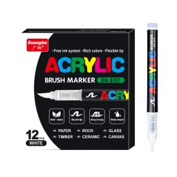 16 Colors Straight liquid Acrylic Paint Pen for Rock Painting Stone Ceramic Glass Tire Fabric Brush Tip White Marker Gold Silver