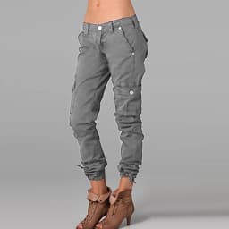 2024 Europe and the United States spring and autumn new cargo pants solid color stitching pocket zipper casual pants women