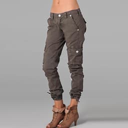 2024 Europe and the United States spring and autumn new cargo pants solid color stitching pocket zipper casual pants women