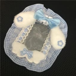 Kawaii Handmade Lace Photocard Holder Card Case for Students K-Pop Fans Photo Protective Cover Cute Rabbit Ear ID Badge Holder