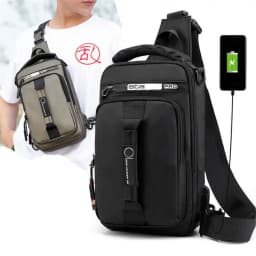 Men's Sling Crossbody Bag Anti-theft Chest Shoulder Messenger Backpack USB Port