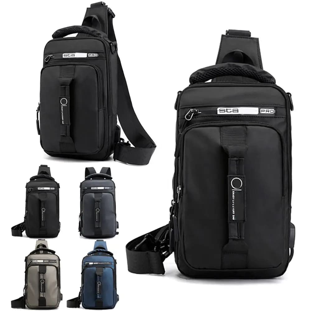 Men's Sling Crossbody Bag Anti-theft Chest Shoulder Messenger Backpack USB Port