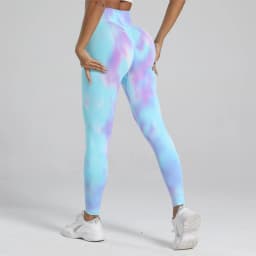 Women Tie Dye Gym Leggings Seamless Push Up Tights Training Pants Scrunch Sports High Waist Butt Lifting Workout Yoga Leggins