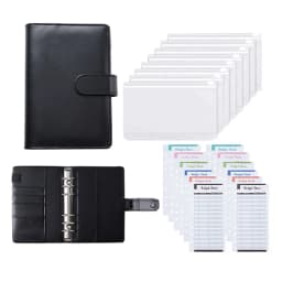 A6 Binder Planner Pink Notebook Binder and 12 Pieces 6 Hole Binder Zipper Folder,Binder Pockets Cash Envelope Wallet