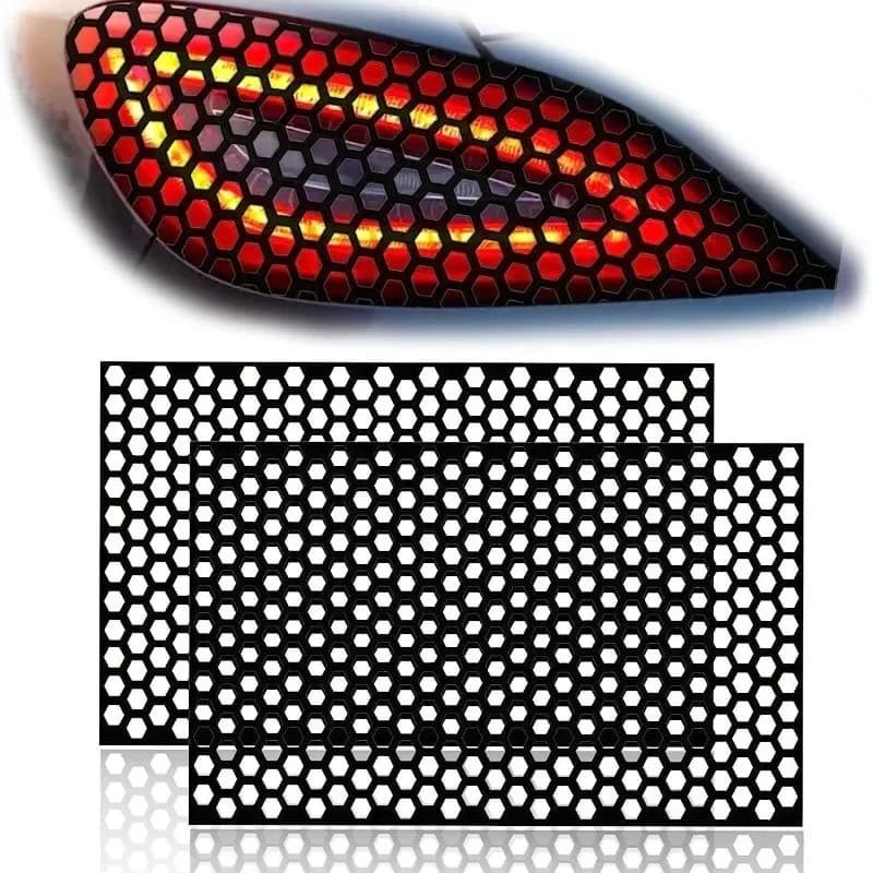 Car Rear Light DIY Decorative Sticker Hexagon Honeycomb Styling Tail Lamp Trim Protection Cover Black Universal Exterior Parts