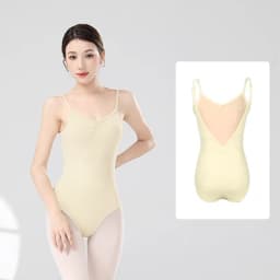Women Ballet Leotards Adjustable Strap Ballet Bodysuit Girls Adult Dance Camisole Resilient Gymnastics Leotards with Full Lining