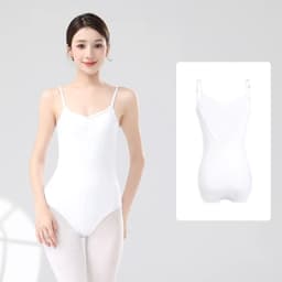 Women Ballet Leotards Adjustable Strap Ballet Bodysuit Girls Adult Dance Camisole Resilient Gymnastics Leotards with Full Lining