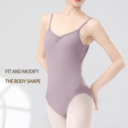 Women Ballet Leotards Adjustable Strap Ballet Bodysuit Girls Adult Dance Camisole Resilient Gymnastics Leotards with Full Lining