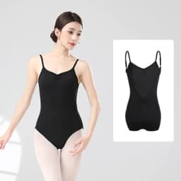 Women Ballet Leotards Adjustable Strap Ballet Bodysuit Girls Adult Dance Camisole Resilient Gymnastics Leotards with Full Lining
