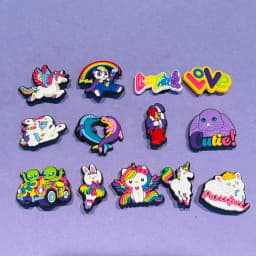 13pcs Cartoon Rainbow Bear Rabbit Shoe Charms DIY Shoes Decoration Sandal Accessories Buckle for Kids Party Gift