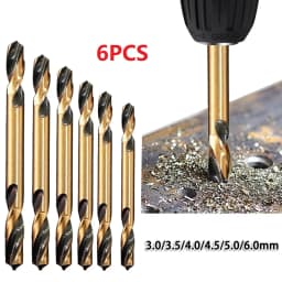6pcs HSS Double-Headed Auger Drill Bits For Metal Stainless Steel Wood Drilling Power Tool 3mm/ 3.5mm/ 4mm/ 4.5mm/ 5mm/ 6mm