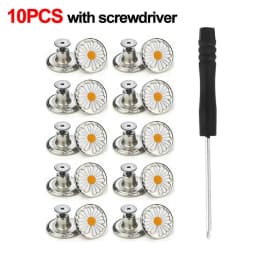 10Pcs Metal Jeans Buttons 17mm Replacement No-Sewing Screw Button Repair Kit Nailless Removable Jean Buckles Clothing Pants Pins